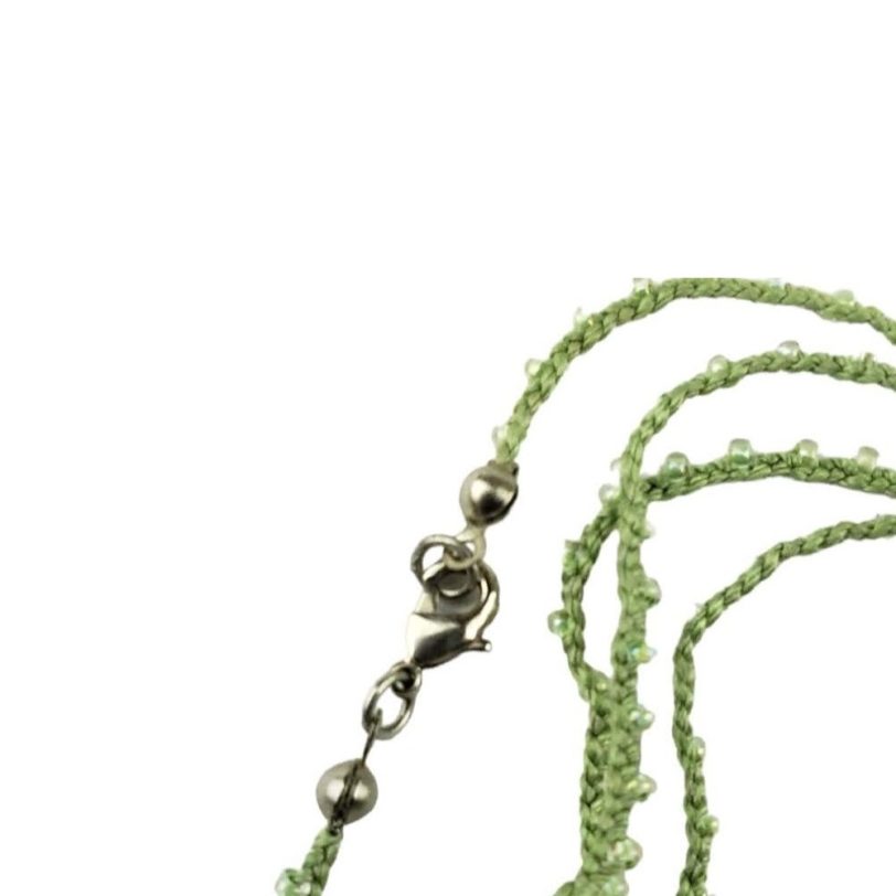 Light Green Knitted Necklace with Light Green Seed Beads - Image 4