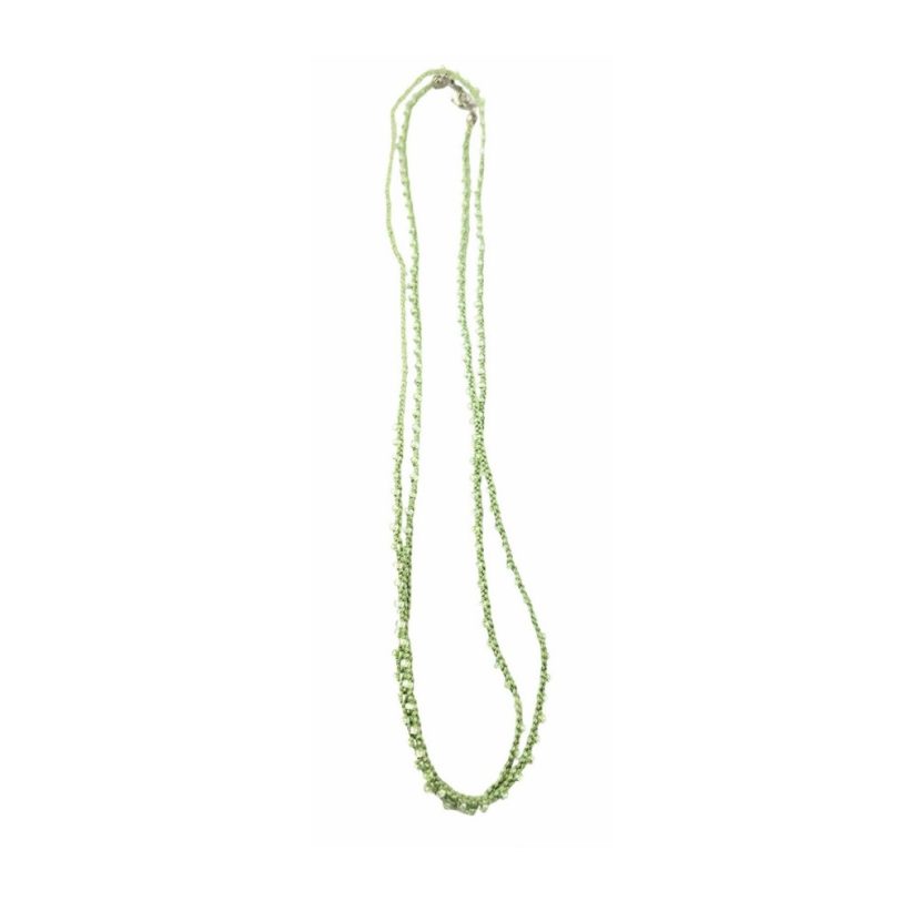 Light Green Knitted Necklace with Light Green Seed Beads - Image 5