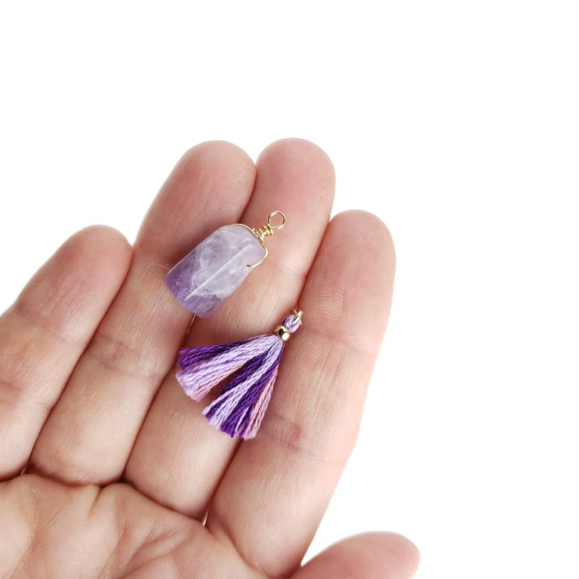 Amethyst Charm and Purple Tassel Pair - Image 2