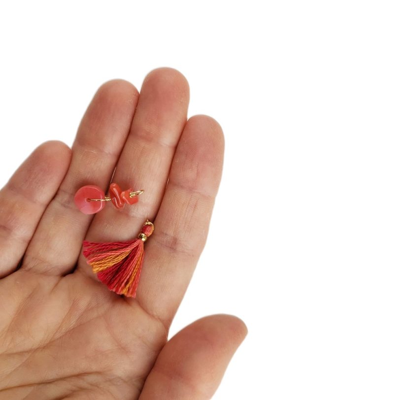 Coral Charm and Red Tassel Pair - Image 2