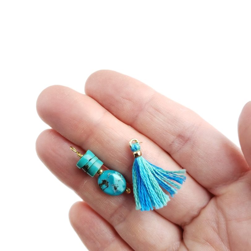 Turquoise Charm and Blue Tassel Pair - Image 2