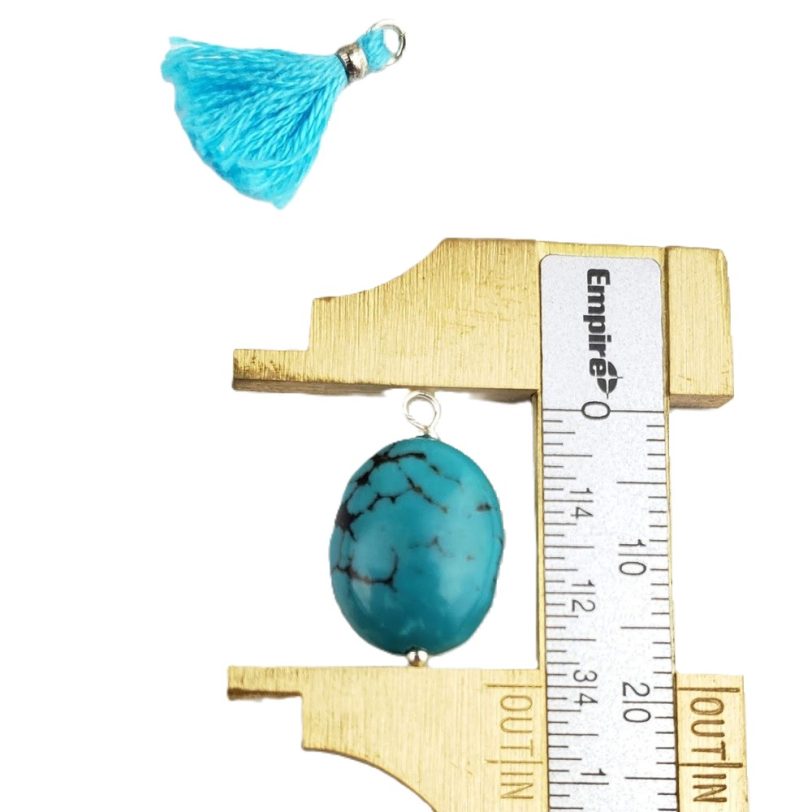 Turquoise Oval Charm and Tassel Pair - Image 4