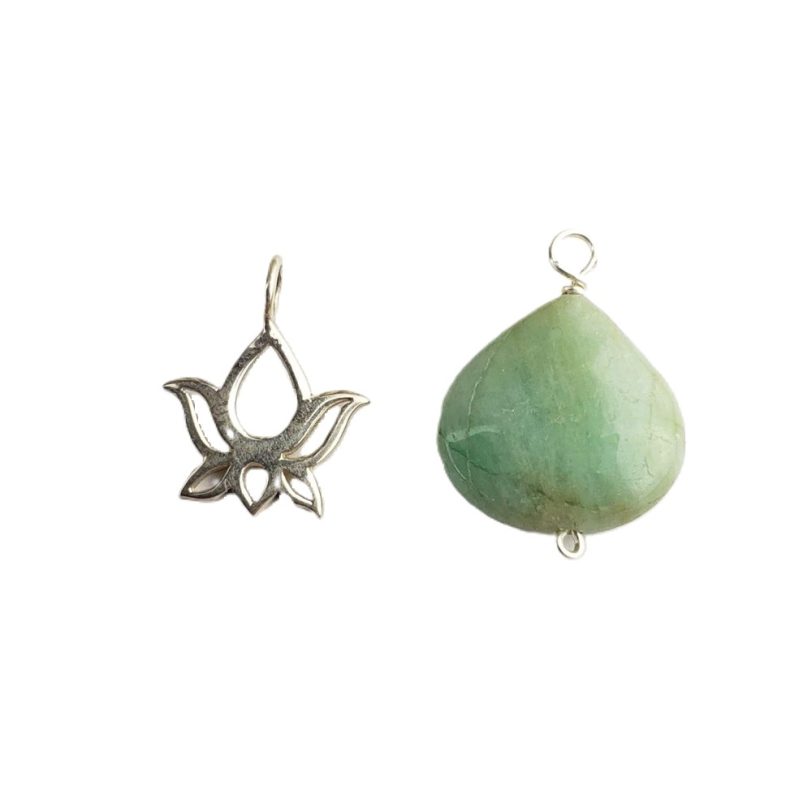 Lotus and Mint Stone Charm Pair